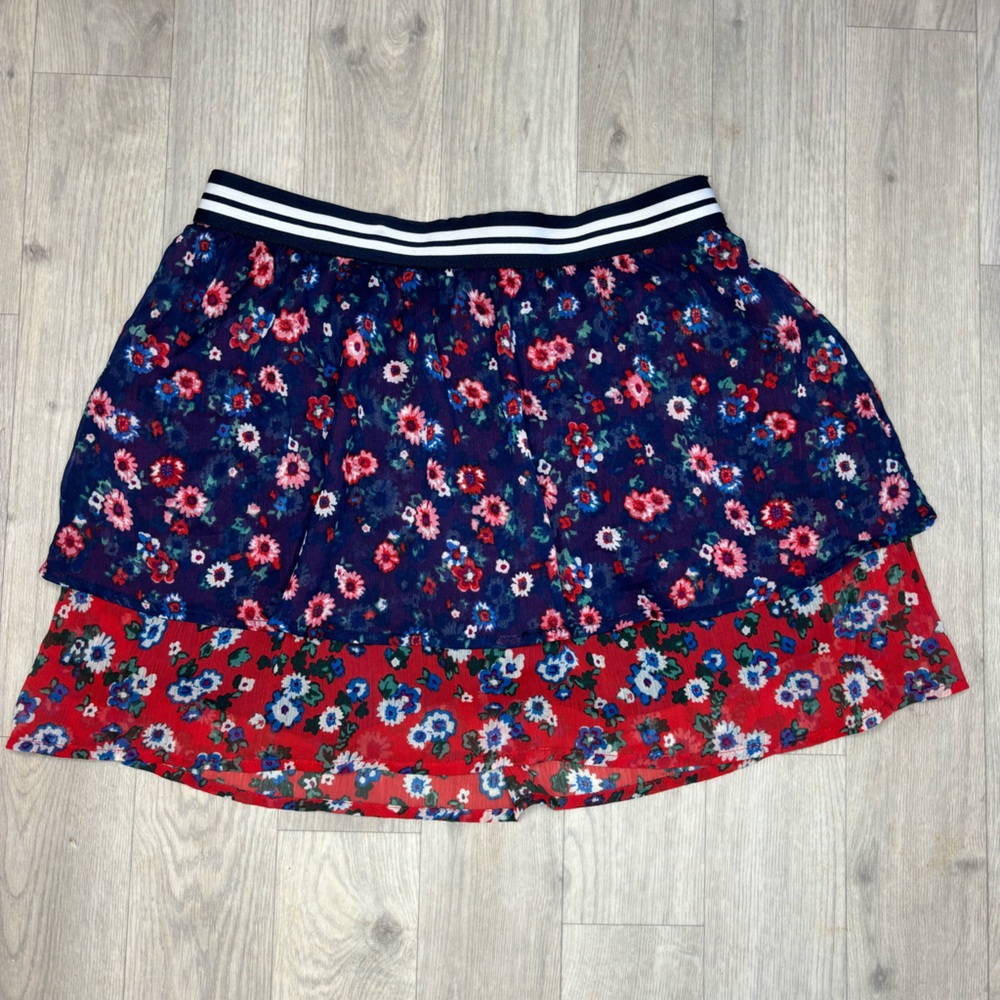 Justice Navy and Red Floral girls skirt